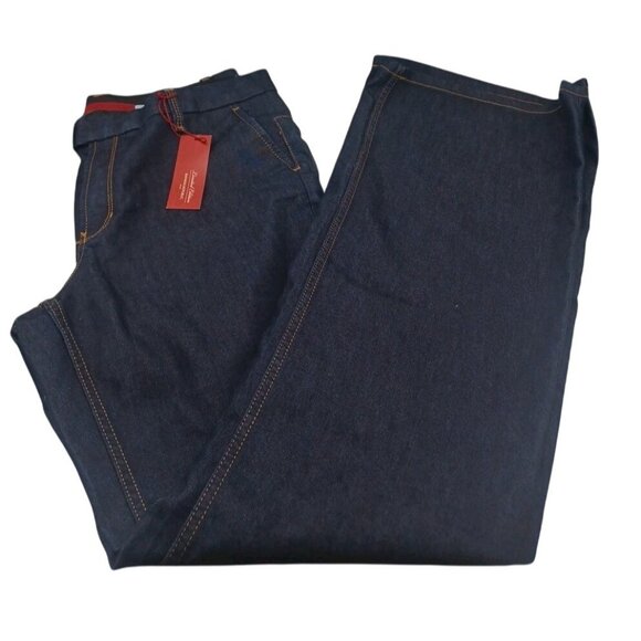 NWT Banana Republic Trouser Jeans 4-Pocket 11" Wide Leg Dark Wash Size 14 Ins 33 - Picture 1 of 9